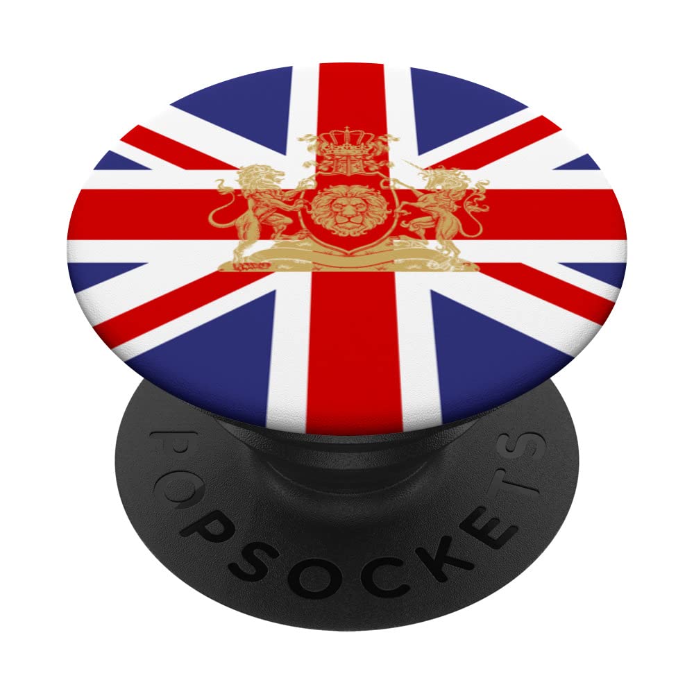 BRITISH UNION JACK FLAG WITH ROYAL CREST, UK, UNITED KINGDOM PopSockets Swappable PopGrip