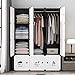 KOUSI Portable Closet Wardrobe Closet Clothes Closet Bedroom Armoire Storage Organizer with Doors, Spacious & Sturdy, Extra Space & Durable Black HHRBYG-TZ (6 Cubes&2 Hanging Section)