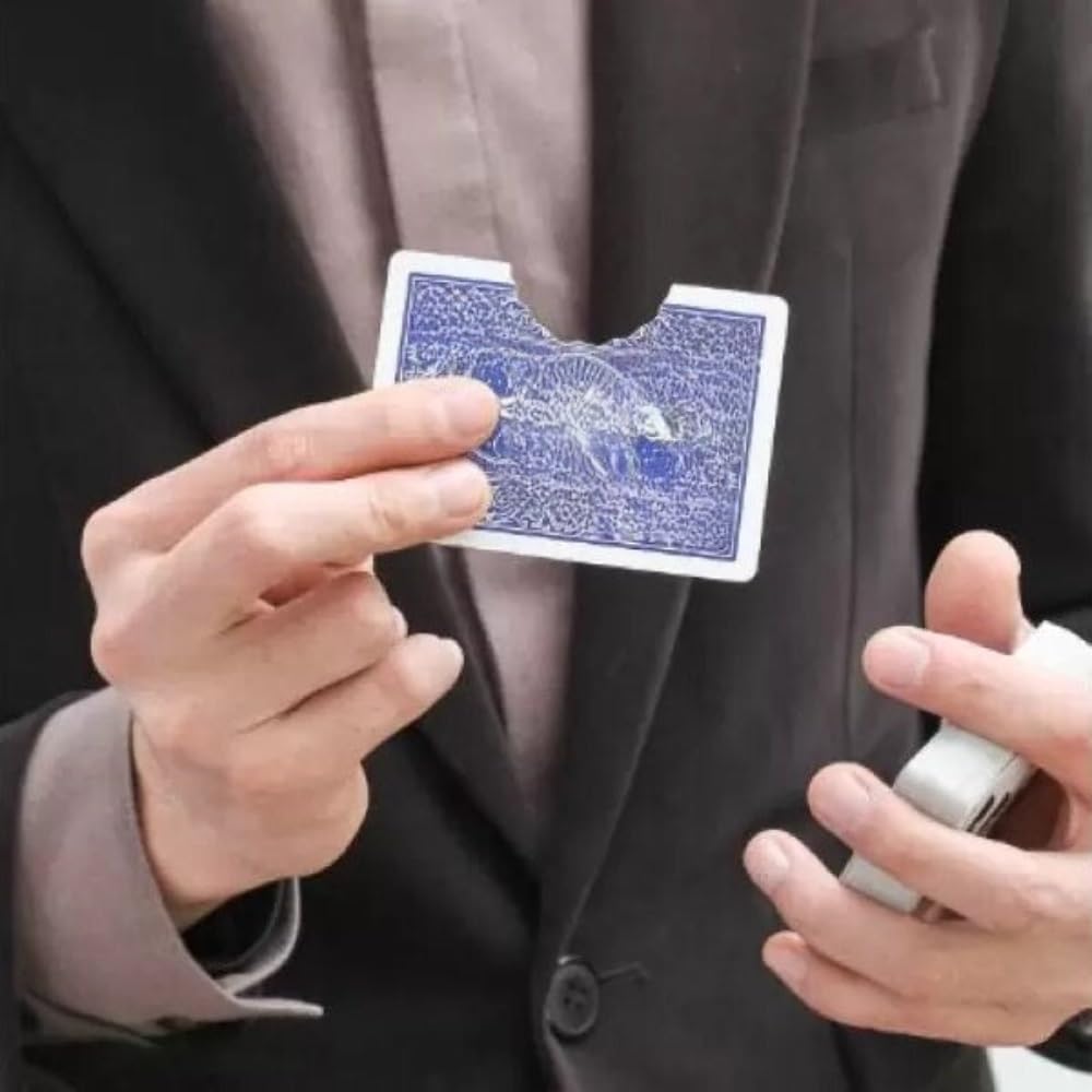 MilesMagic Magician's Close Up Bite Out Card Gimmick | Bitten & Restored Poker Playing Card Real Mind Blowing Table Hopping Illusion Magic Trick (Blue)