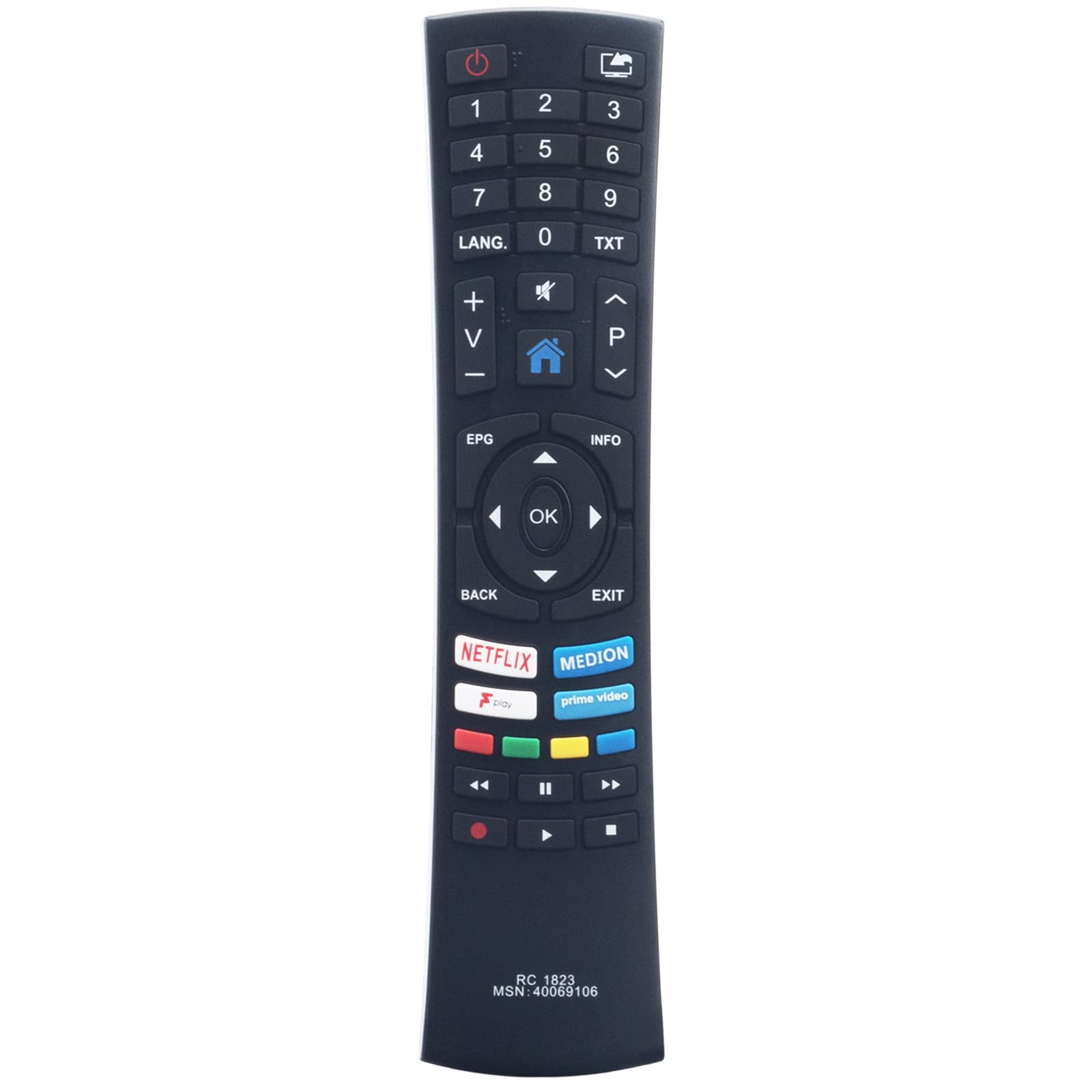 VINABTY RC1823 Replacement Remote Control Fit for Medion Smart Full HD TV LIFE P13901 (MD 31373)