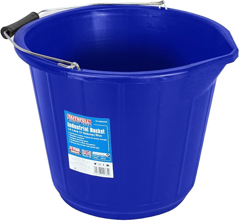 Faithfull 14 Litre Blue Industrial Builders Bucket Heavy Duty Weather Resistant