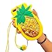 Yellow Glitter Flowing Pineapple with Strap Case for iPhone 7Plus 7+ 8+ 8Plus 5.5 Screen 3D Soft Silicone Rubber Material Ultra Thick Protective Cute Bling High Fashion Gift for Kids Women Teens Girls