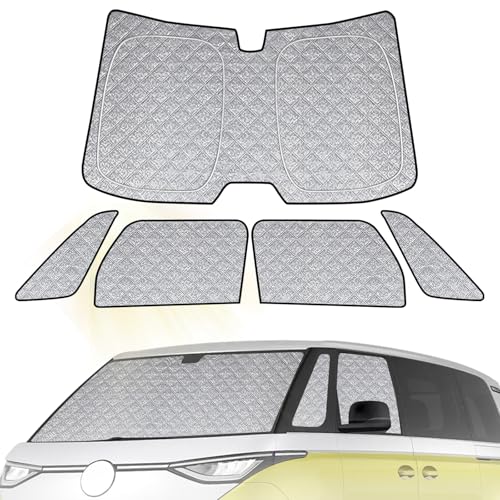 Opaltool Front Car Sun Shade for VW ID Buzz 2022-2026, 5PCS Car Windshield Sunshade, Block UV Rays, Protect Privacy and Sun, No Suction Cups Needed