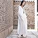 Soojun Women's Casual Cotton Linen Long Dress with Batwing Sleeve, Style 1:white, One Size