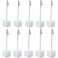 10pcs Table Number Holder Name Place Card Holder Memo Clip Holder Stand Note Holder Pictures Card Paper Menu Clip (Pure White)