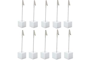 SENOVER 10pcs Table Number Holder Name Place Card Holder Memo Clip Holder Stand Note Holder Pictures Card Paper Menu Clip (Pure White)
