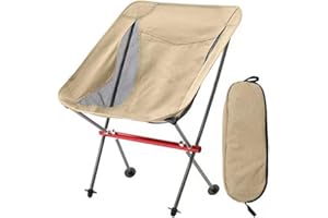LSLANSOON All Aluminum Frame Folding Camping Chair, Compact and Portable with Carry Bag for Outdoor Hiking Fishing Backpacking (Beige)