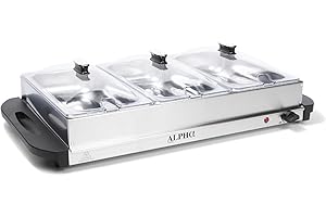 Alpha Living 3x2.5 QT Food Warmers for Parties Buffet Servers and Warmers – Premium Catering Supplies Buffet Display – Stainless Steel Electric Food Warmers with Temperature Control