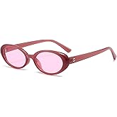 Breaksun Retro Oval Sunglasses for Women Men Fashion Small Oval Sunglasses 90s Vintage Shades