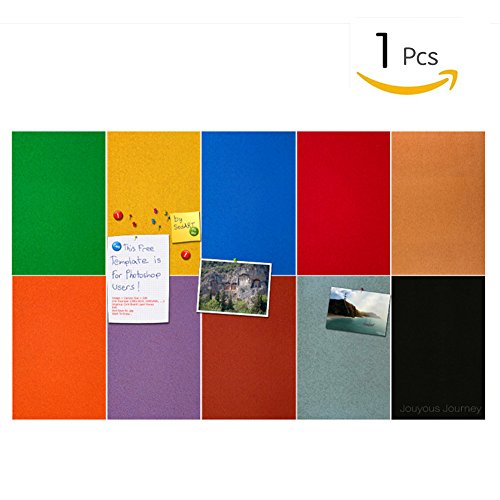 Jouyous Journey 18’’ x 12’’ Self-Adhesive Cork Bulletin Board, Rectangular Type Colorful Decorative Cork Tiles Notice Board Photo Board with Self-Stick Backing (Blue)