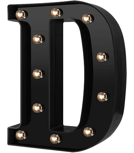 Lettre Lumineuse LED Noire – 22 Cm De Haut – Fonctionne Avec Piles – Pour Décorations, Fêtes, Messages Personnalisés – Chiffres Et Motifs Inclus