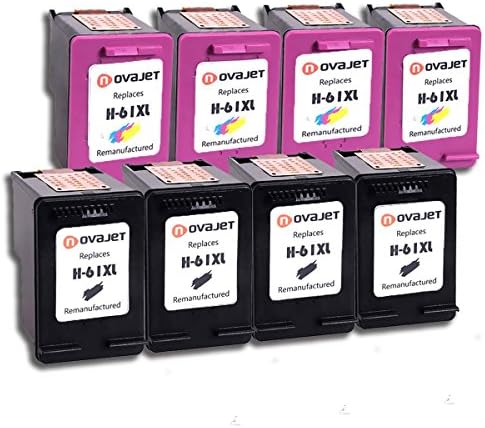 Novajet 8 Pack Remanufactured Ink Cartridge Replacement For HP 61XL 61 XL High Yield (4 Black 4 Tri-color) Used In Officejet 4630 4632 4635 Deskjet 1010 2549 2540 2542 3050 Envy 5530 4500 5530 4501