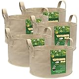 VIVOSUN 5-Pack 30 Gallons Heavy Duty Thickened Nonwoven Fabric Pots Grow Bags with Strap Handles Tan