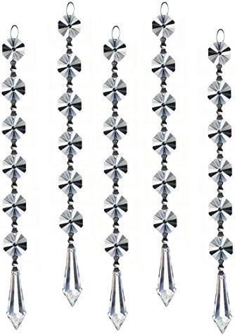 CrystalPlace 5pcs Swarovski Spectra Lead Free Replacement Chandelier Pendants Drop Crystal Prisms Hanging Crystal Garland Wedding Strand Bead for Lamp Decoration