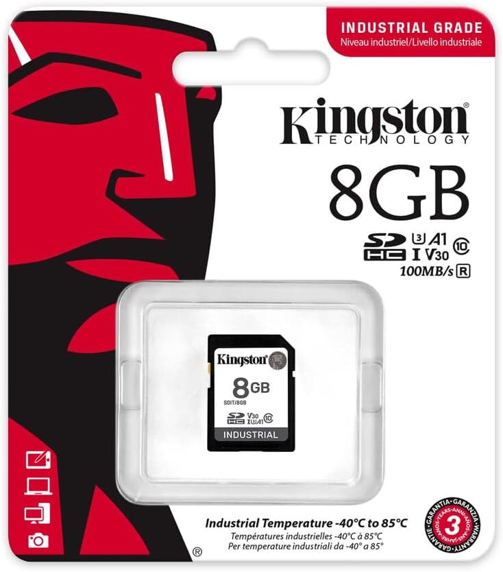 Kingston Industrial SD Card 8GB UHS-I U3 V30 A1 Up to 100MB/s High Endurance
