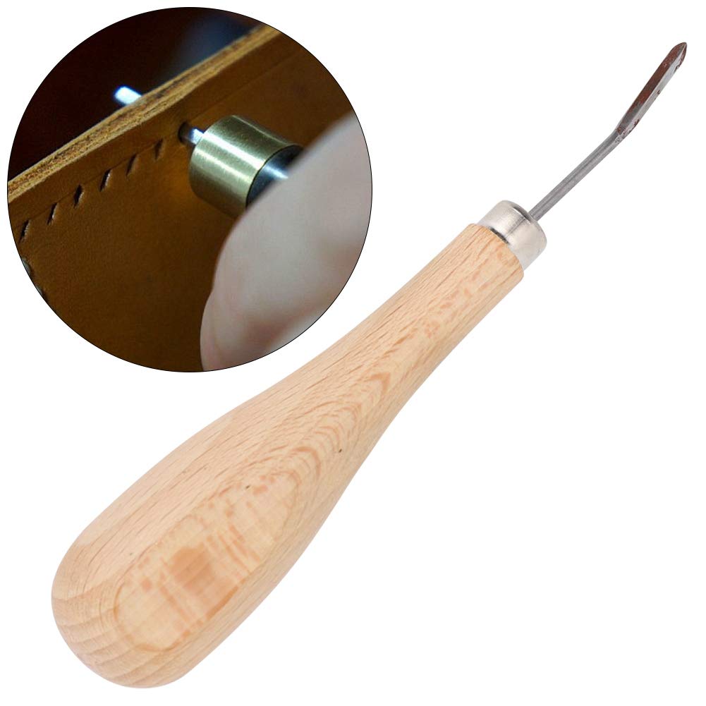 Rhombus Awl Wooden Handle Scratch Awl Beech Handle Diamond Point Awl Gourd Shape Leather Awl Tool Leather Punching Tool(#4)