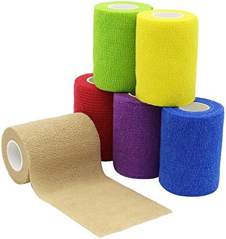 Self Adhesive Bandages Cohesive Wrap Bandage 3" x 5 Yards Pack of 6 FDA Approved - Multicolour