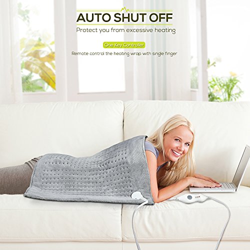 XXXL Heating Pad Large Electric, 23" x 24" King Size Fast Heating Technology for Cramp, Neck and Shoulders, Back, Abdomen, Legs, Auto Shut Off, Safe for Pets, Moist/Dry, Machine Washable - Gray