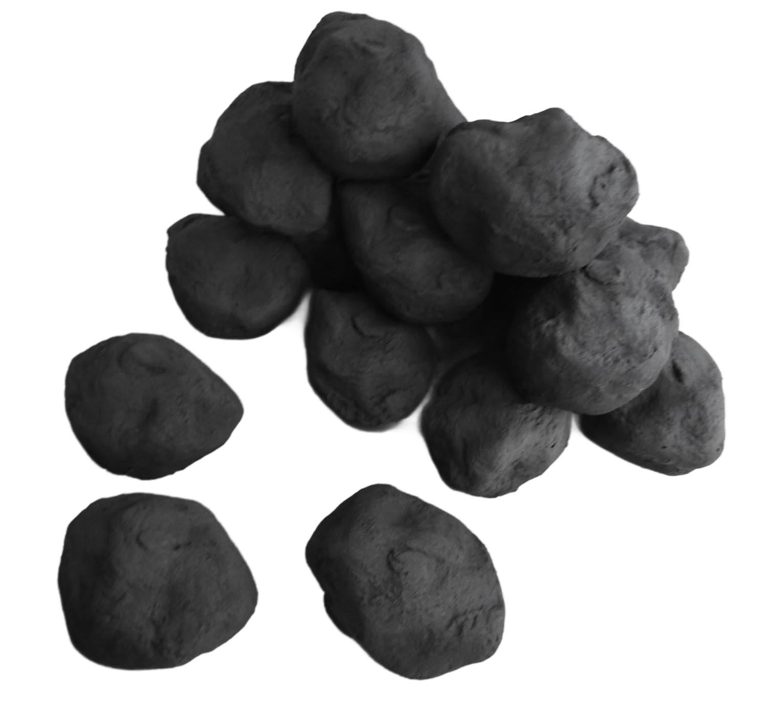 The Stove Wizard Gas Fire Replacement Coals 20 Small Cast Replacement Coals 60mm x 50mm x 50mm, Black Ceramic Artificial Coal