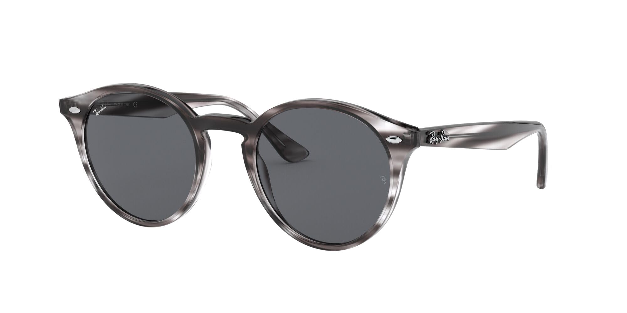 Ray-Ban Unisex RB2180 Round Sunglasses, Striped Grey Havana/Dark Grey, 51 mm