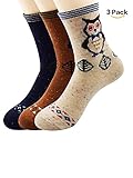 Zando Womens Fashion Winter Autumn Knit Print Wool Socks Vintage Warm Soft Casual Thick Crew Sock Christmas Gift