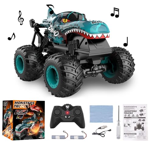 Remote Control Monster Car, 2.4GHz All Terrain Remote Control Monster Truck, سيارات اطفال, Dinosaur Monster Car, Spray Music Monster Truck for Boys 4-7 8-12 and Girls Birthday Gift For Boys and Girls