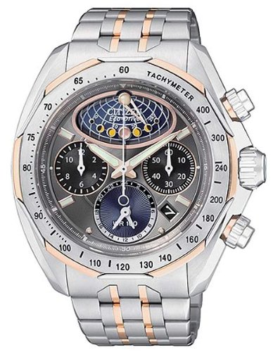 Citizen Men's AV3006-50H The Signature Collection Eco-Drive Moon Phase Flyback Chronograph Watch
