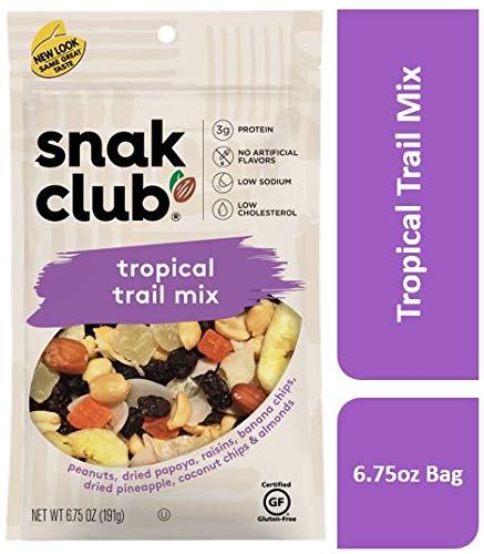 SNAK CLUB TROPICAL MIX RESEALABLE NUTS 6.75 OUNCE BAG