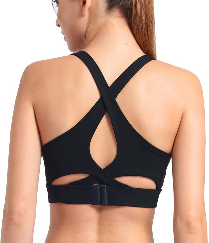 newlashua Women's Padded Sports Bra High Impact Cross Back Workout Yoga Bra