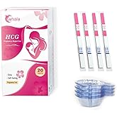 Cwhole 20 Pregnancy Test Strips for Early Detection 10 MIU/ml-Width of 5mm Home Test