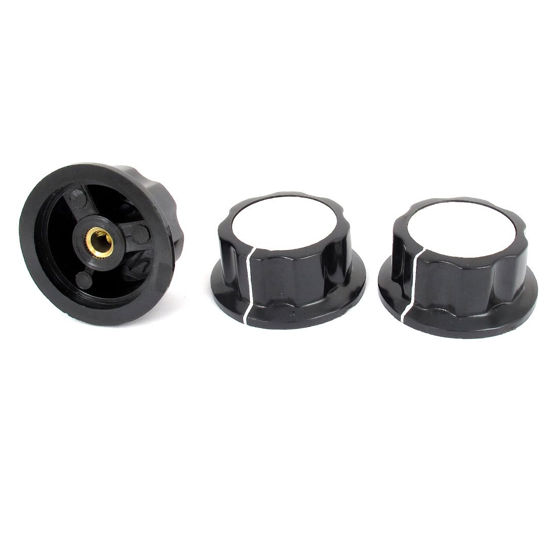 sourcingmap 36 x 6 mm Shaft Insert Diameter Adjustable Turn Top Potentiometer Rotary Knob - Silver Tone/Black (3-Piece)
