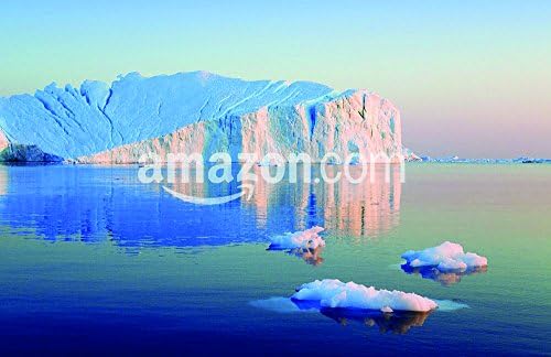 Greenland. The biggest glacier on a planet Jakobshavn. Huge icebergs of different forms in the gulf. Studying of a phenomenon of global warming. Poster Print, 17" x 11"