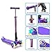 ChromeWheels Scooters for Kids, Deluxe Kick Scooter Foldable 4 Adjustable Height 150lb Weight Limit 3 Wheel, Lean to Steer LED Light Up Wheels, Best Gifts for Girls Boys Age 3-12 Year Old, Purple