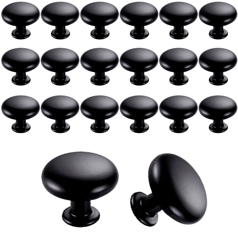 20 pcs Newest Style Knob Furniture Knob, Drawer Handles, Cabinet Knobs Drawer Knobs Set, Furniture Handle with Round Top Plate, 30mm Knob for Cabinet Drawer Door (Black)
