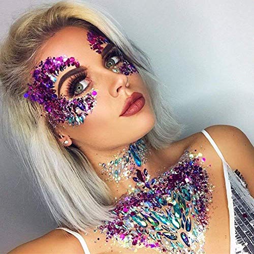 COKOHAPPY 3 Sets of Body Jewels Rave Festival Rhinestone Face Body Jewelry Stick On Crystal Tattoo Nipple Chest Crystal Body Gem Stones Bindi Stickers
