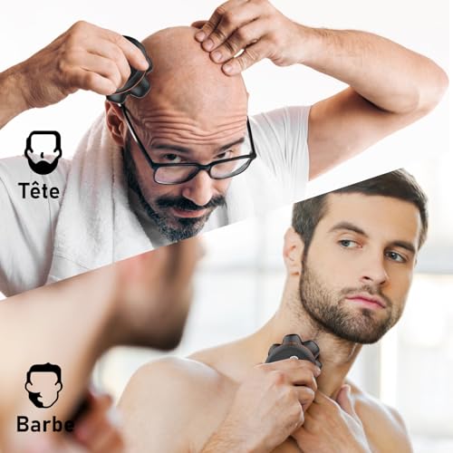 MAXGROOM Men's Bald Head Razor - Electric Shaver with 7D Floating Heads - IPX6 Waterproof & Magnetic Cleaning - 2 Speeds - Gift Idea for Men (Black)
