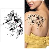 Oiseau étanche Tatouage Temporaire Autocollant Rose Tatto