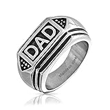 Bling Jewelry Gift Stainless Steel Black Enamel Geometric Mens Dad Ring