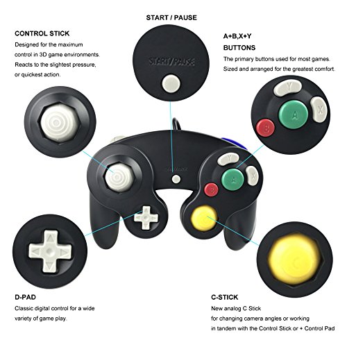 image for Poulep 2 Packs Classic Wired Gamepad Controllers for Wii Game Cube Gam