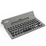 BATTOP Upgrade Foldable Bluetooth Keyboard With Kickstand Universal for IOS Android Windows (Gray and Black)
