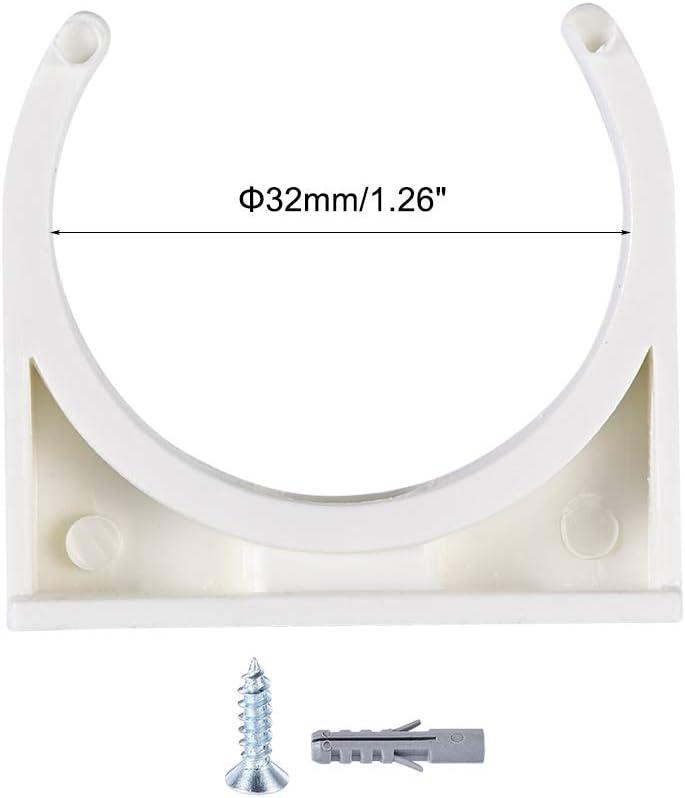sourcing map PVC Pipe Clamps Clips 32mm, Fit for 32mm/1.26" OD TV Trays Tubing Hose Hanger Support Pex Tubing - Image 5