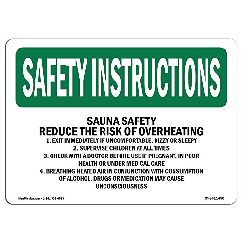 OSHA Safety Instructions Sign - Sauna Safety Reduce The Risk of Overheating | A…