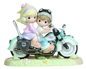 Amazon.com: Precious Moments Couple On Motorcycle Figurine "Our Love Goes The Distance": Home ...