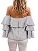 Women's Off the Shoulder Tops Bell Sleeve Ruffles Striped Shirt Blouse