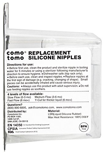 Comotomo - Silicone Replacement Nipples Slow Flow 0-3m - 2 Pack
