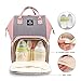 pipi bear Diaper Bag Travel Backpack,Large Baby Bag for Mom and Dad,Multifunction Maternity Bag with Changing Pad,Waterproof and Stylish （Gray Pink