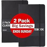 2 Pack Classic Ruled Notebooks/Journals – Premium Thick Paper Faux Leather Writing Notebook, Black, Hard Cover, Large, Lined (5 x 8.25)