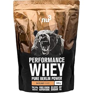 nu3 Performance Whey Protein – Hazelnoot Flavor 1 kg eiwitpoeder – eiwitpoeder met goede oplosbaarheid – 22,4 g eiwit…