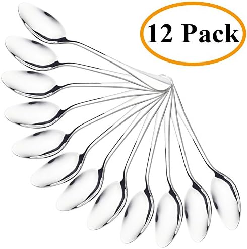 ELUBCHY 6.5" Dinner Spoon , Soup Spoons Dinner Modified Round Tableware ,Stainless Steel Cutlery Sets for Home Kitchen Restaurant (12 Pack)