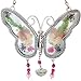 Cirkouh Sister Butterfly Suncatchers with Real Pressed Flower in Glass and Silver Metal Wings - Sister Butterfly Gifts